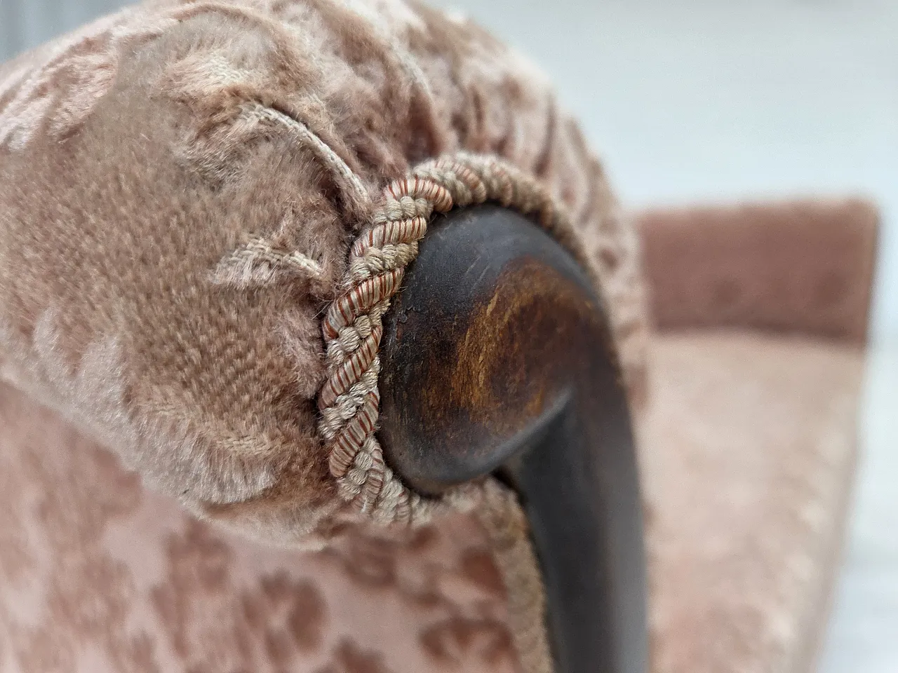 3-seater Danish sofa, original salmon pink velour, 1960s 8