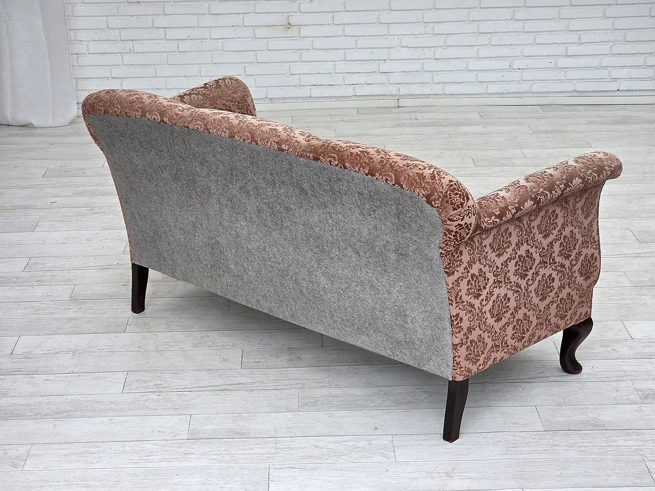 3-seater Danish sofa, original salmon pink velour, 1960s 11