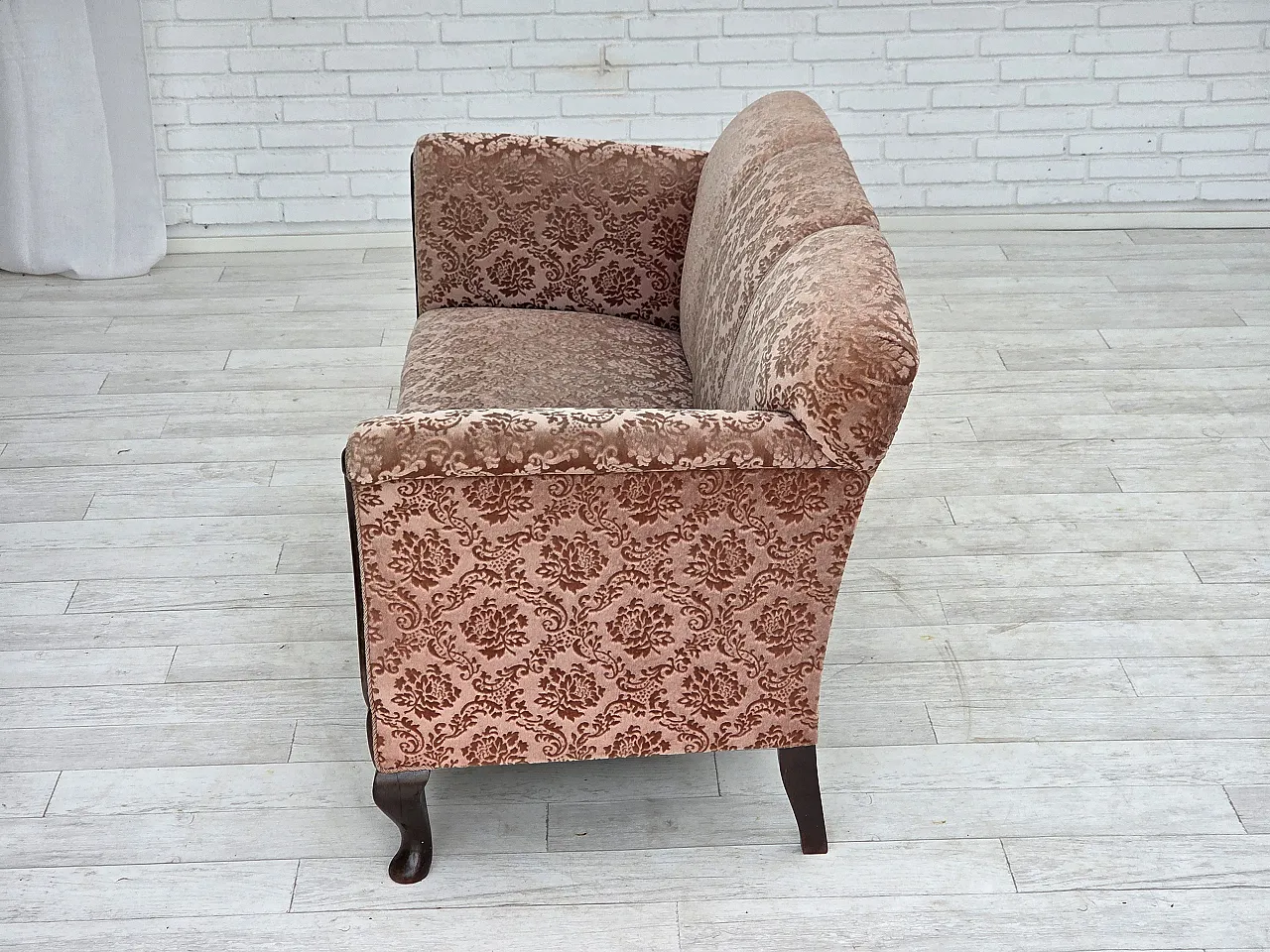 3-seater Danish sofa, original salmon pink velour, 1960s 15