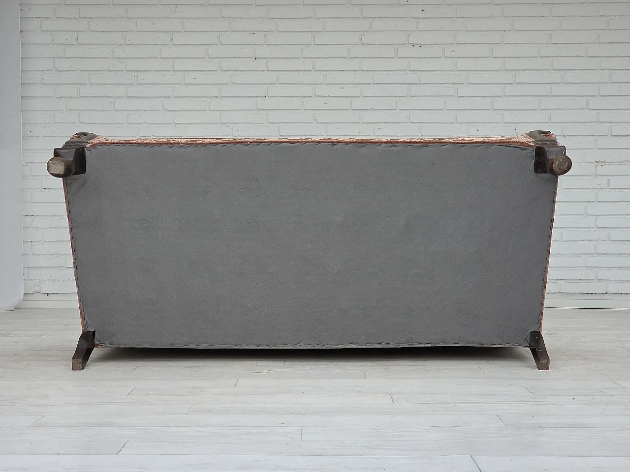 3-seater Danish sofa, original salmon pink velour, 1960s 18