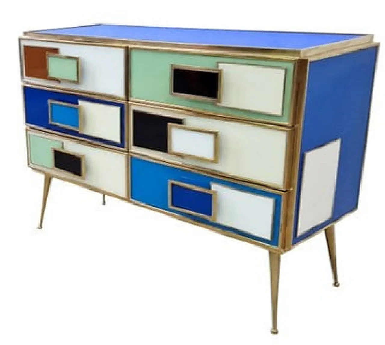 Cassettiera stile vetro Murano, sei cassetti, anni '90 1
