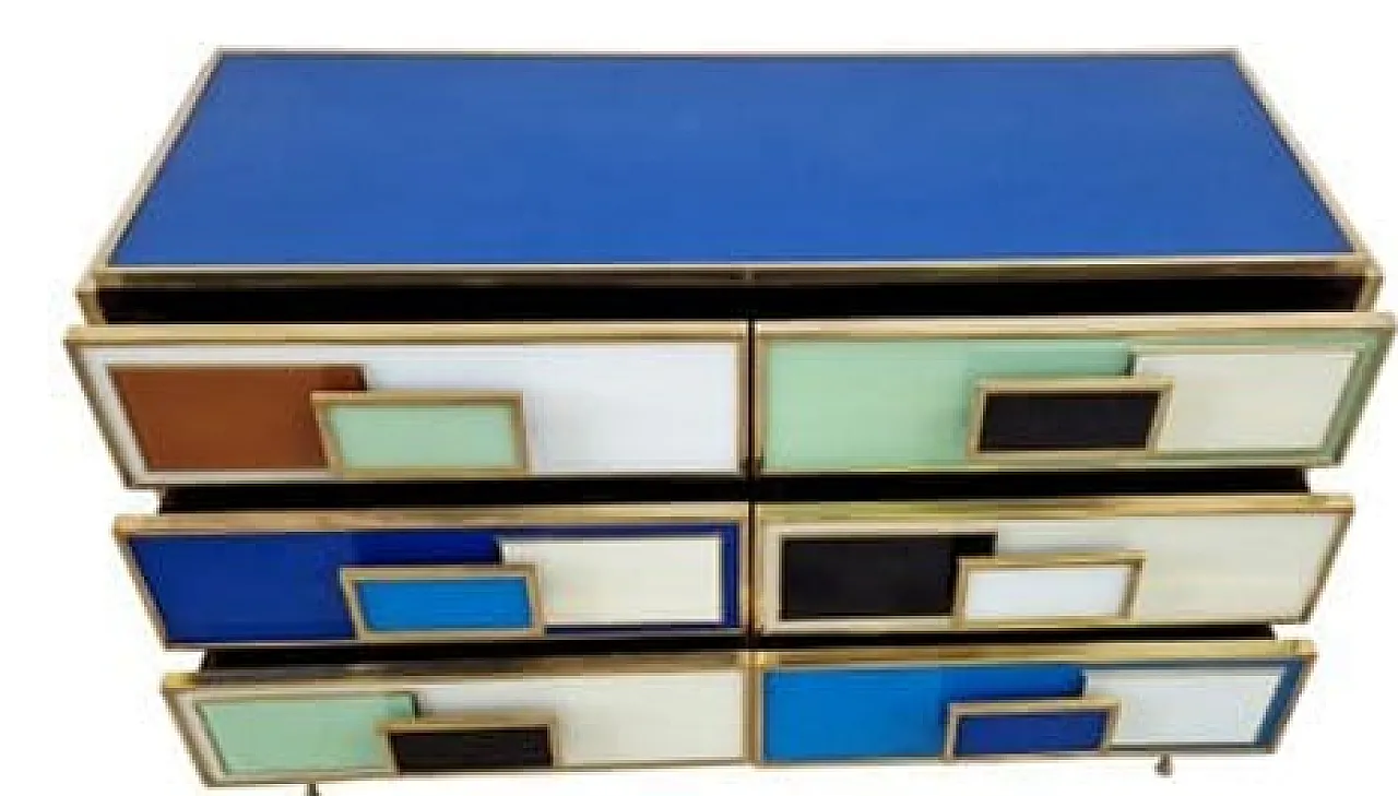 Cassettiera stile vetro Murano, sei cassetti, anni '90 2