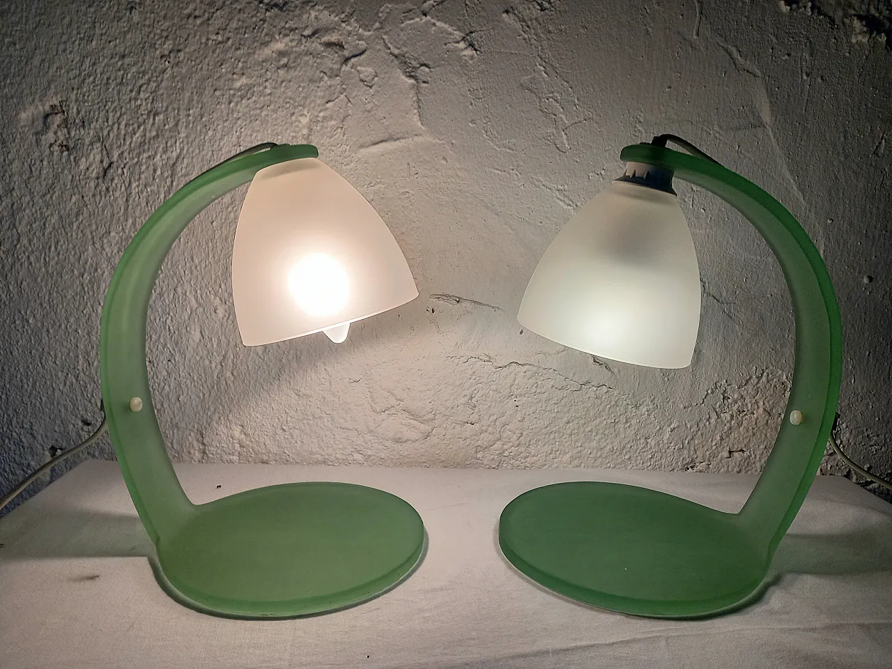 Pair of two -tone glass table lamps 2