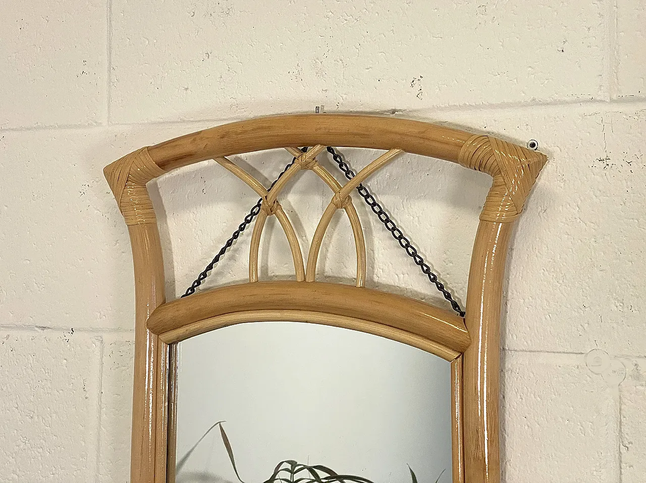 Specchio in bambù anni 70 1