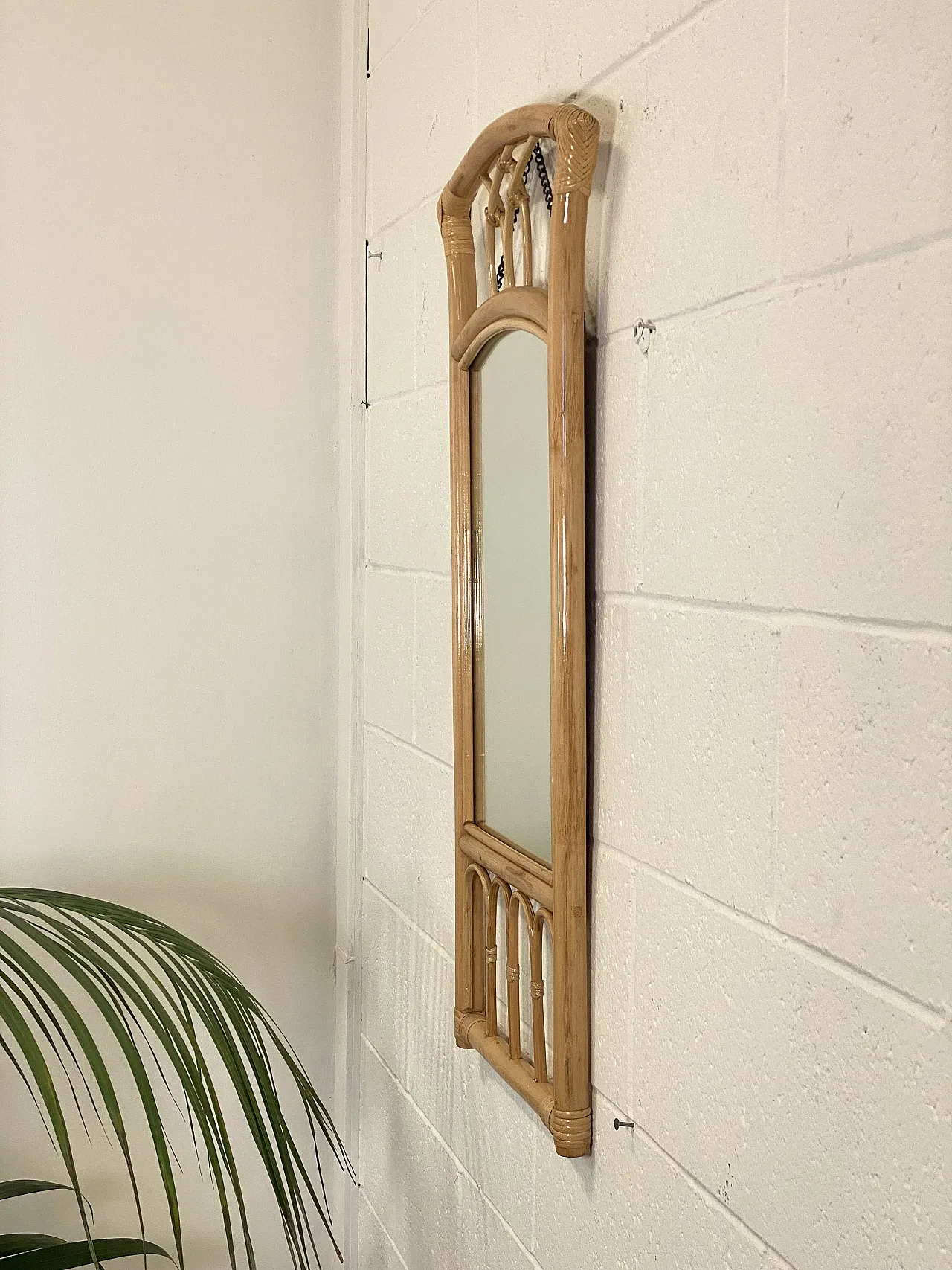 Specchio in bambù anni 70 5