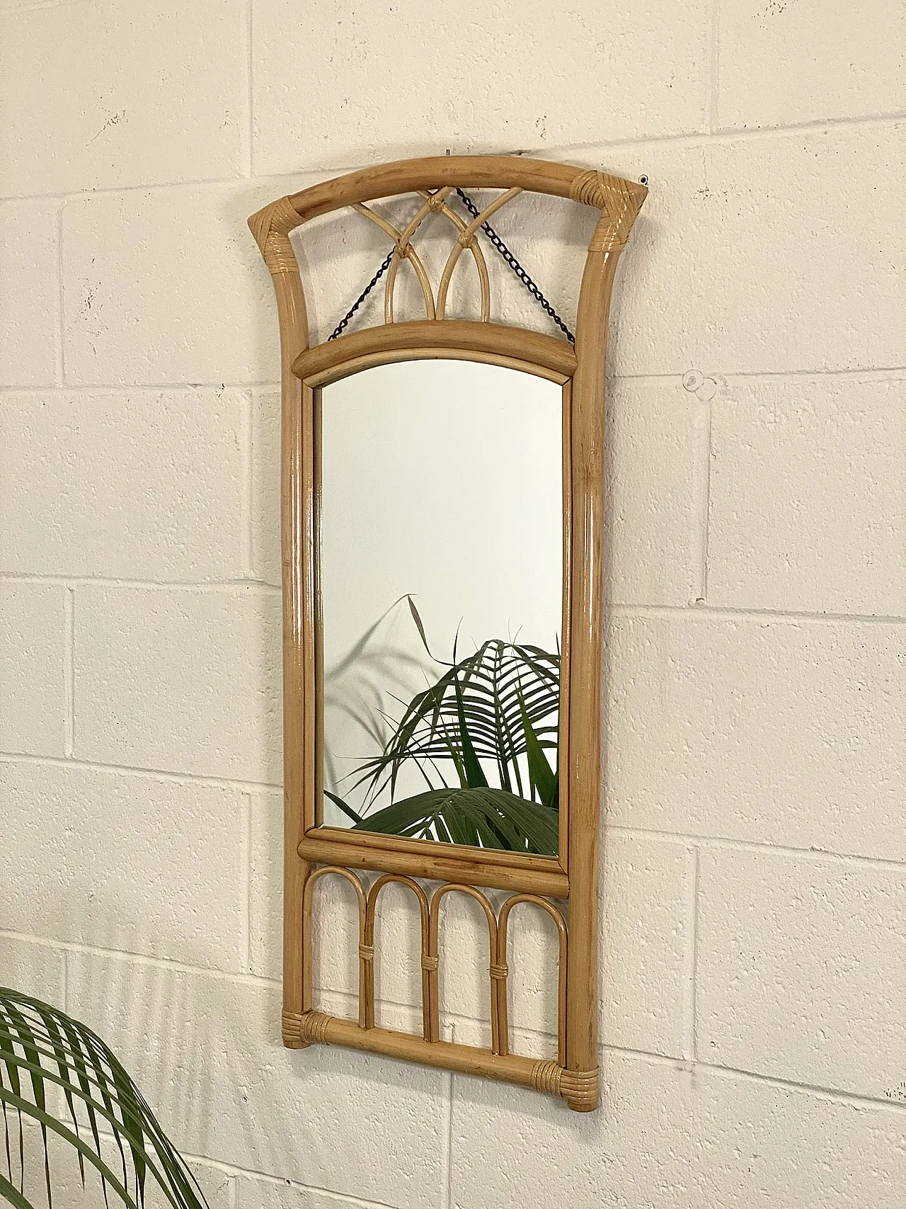 Specchio in bambù anni 70 7