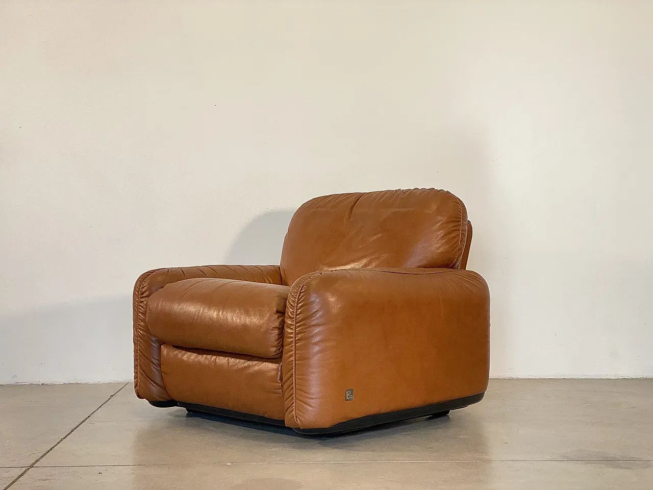 Pair of leather armchairs mod. Piumotto by A. Arrigoni for Busnelli 6