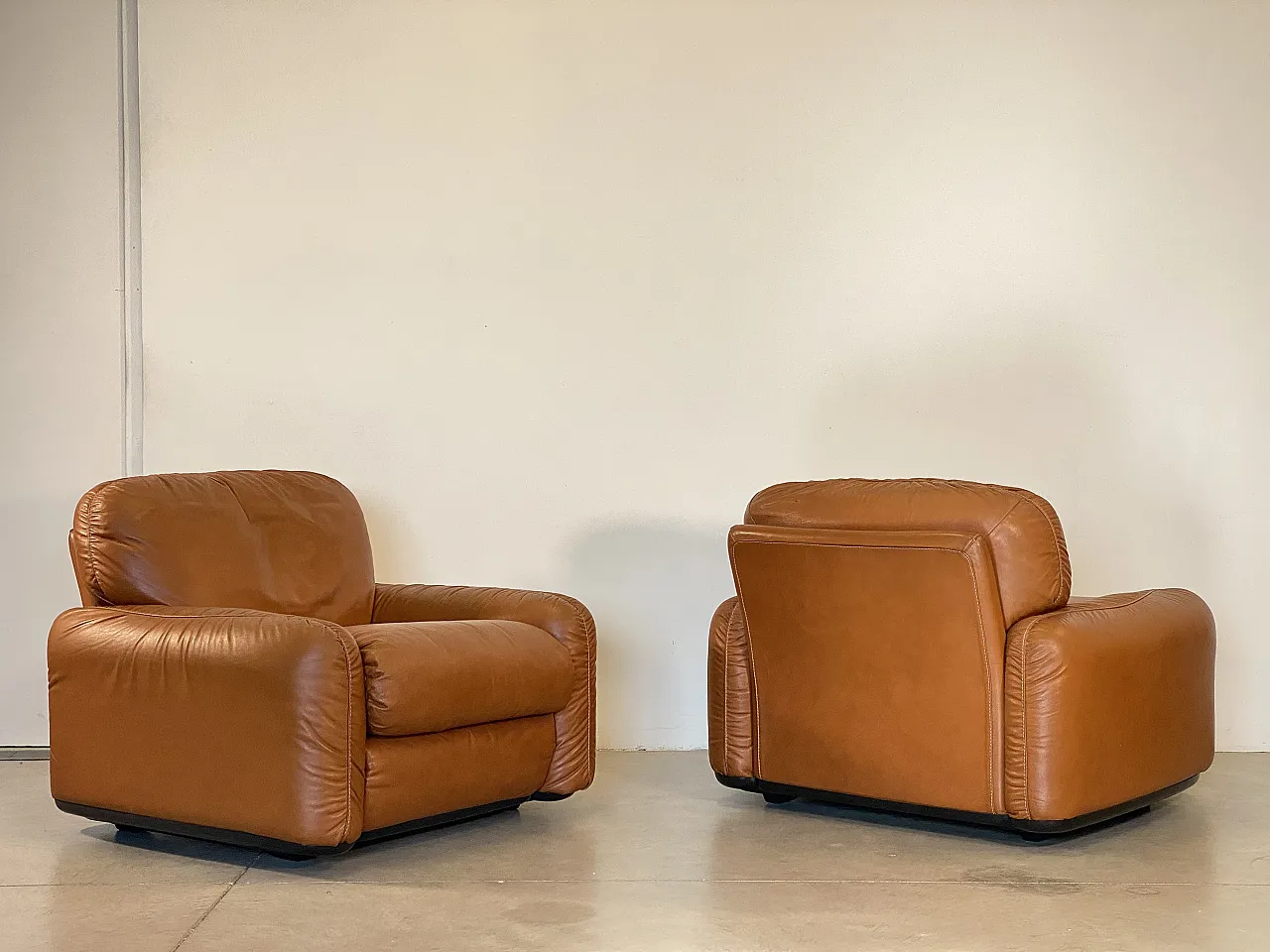 Pair of leather armchairs mod. Piumotto by A. Arrigoni for Busnelli 13