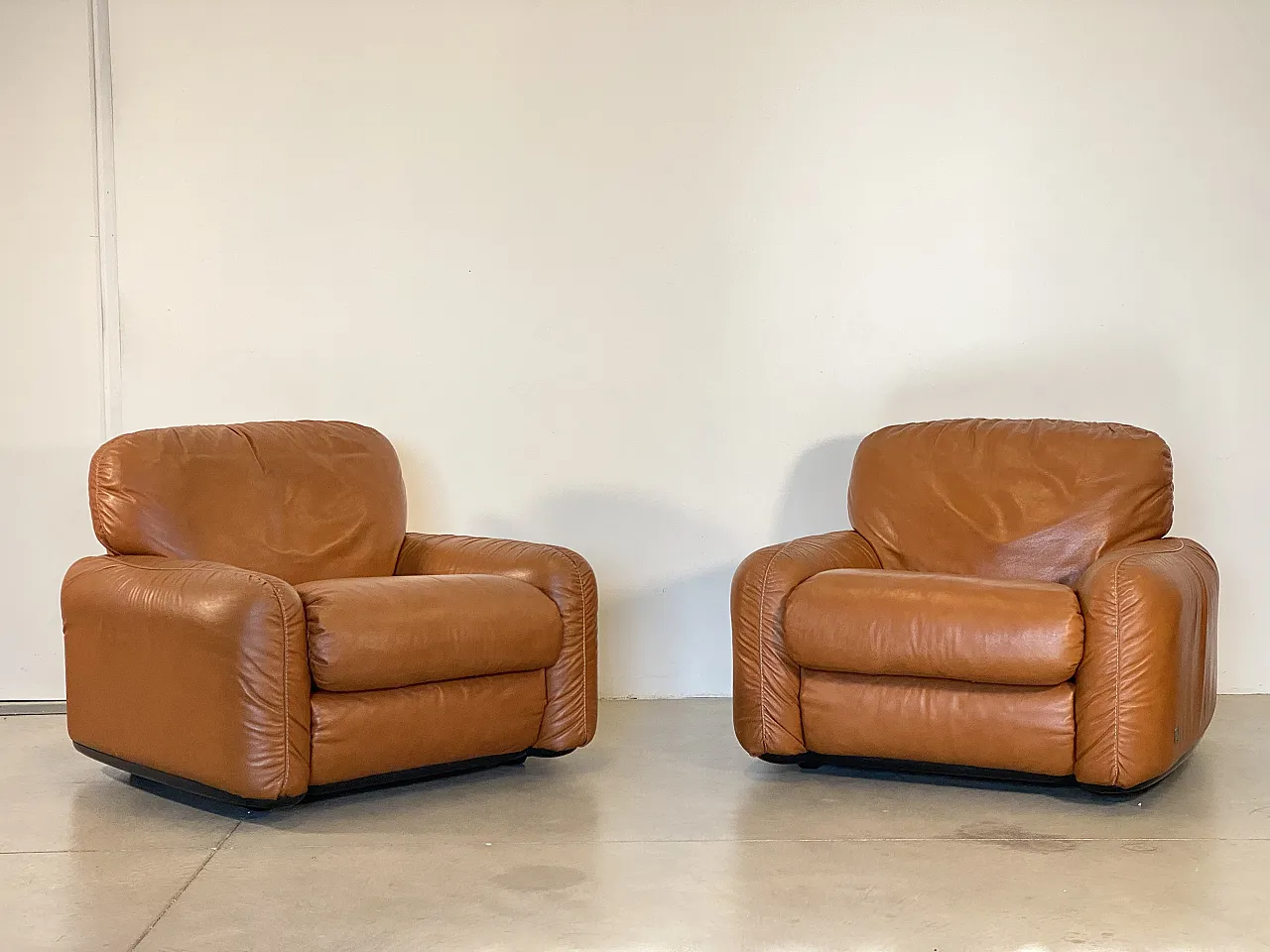 Pair of leather armchairs mod. Piumotto by A. Arrigoni for Busnelli 19