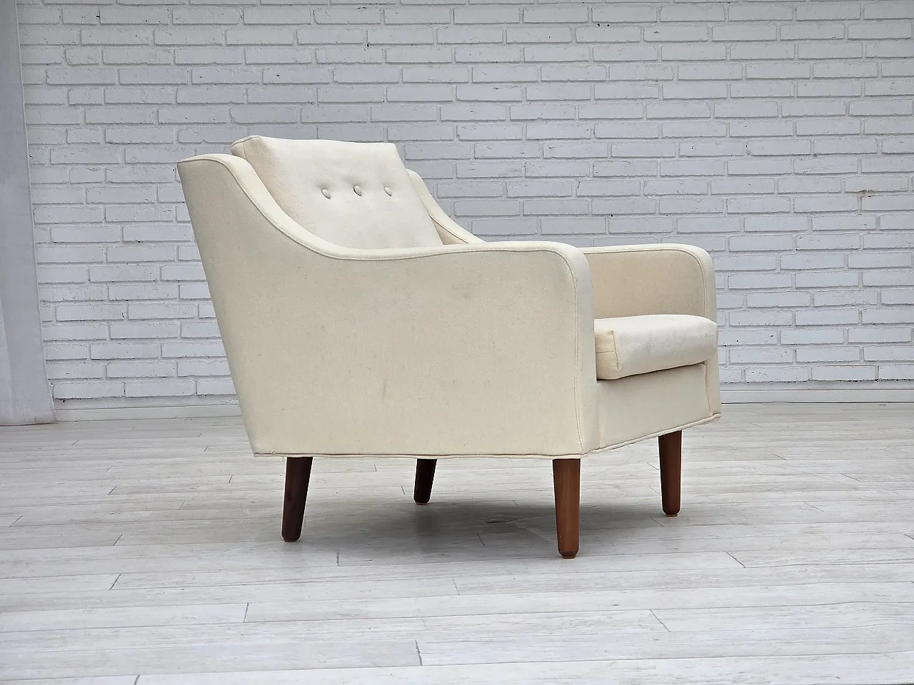 Anni '70, loungechair danese, lana di mobili, gambe in legno di teak. 1