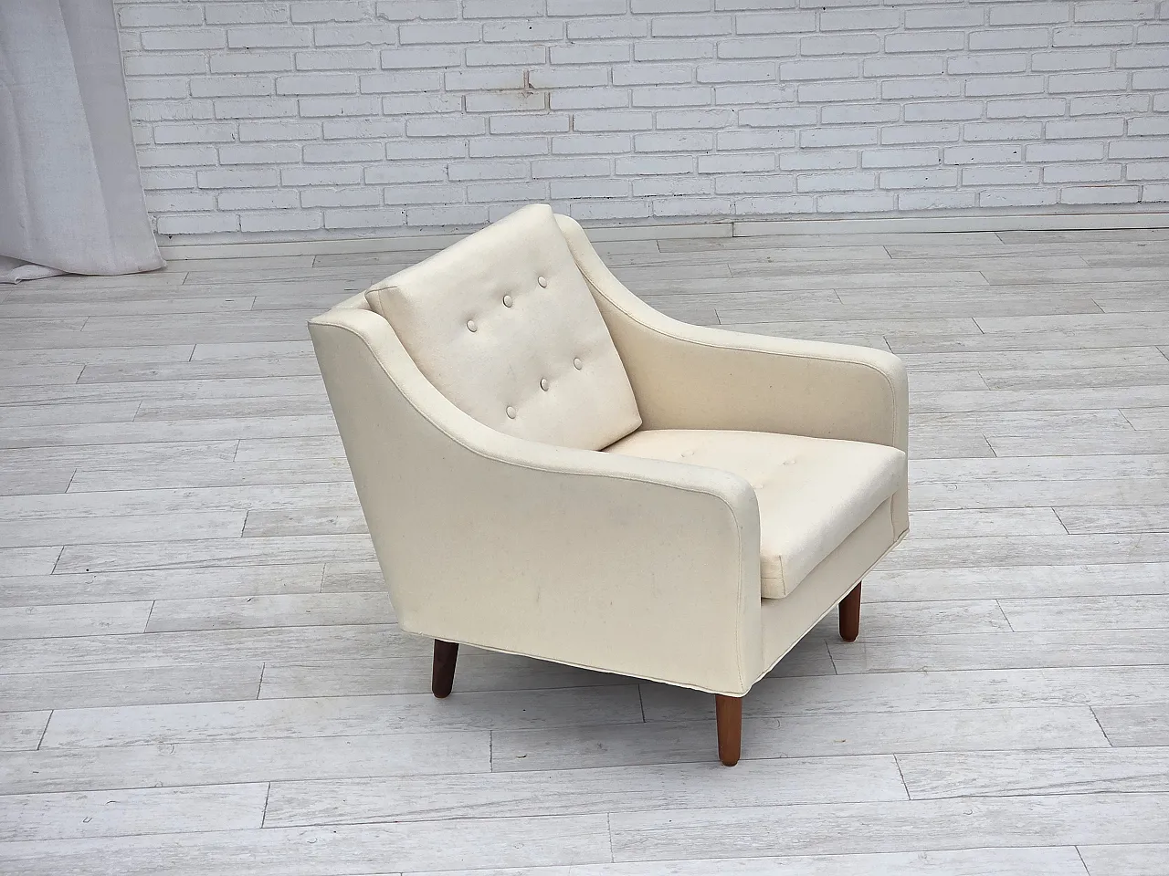 Anni '70, loungechair danese, lana di mobili, gambe in legno di teak. 3