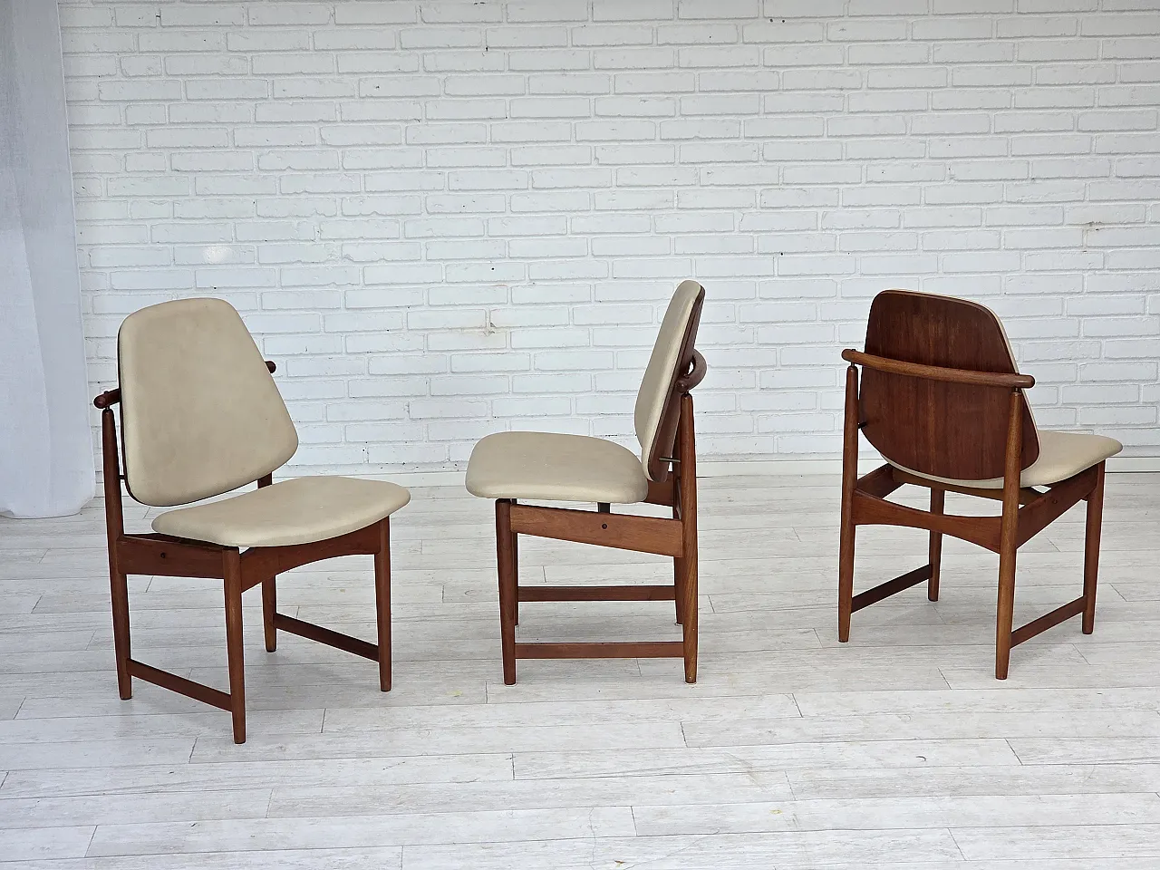 1960s, Danish design by Arne Vodder, set of 3 chairs, teak wood, furni 3