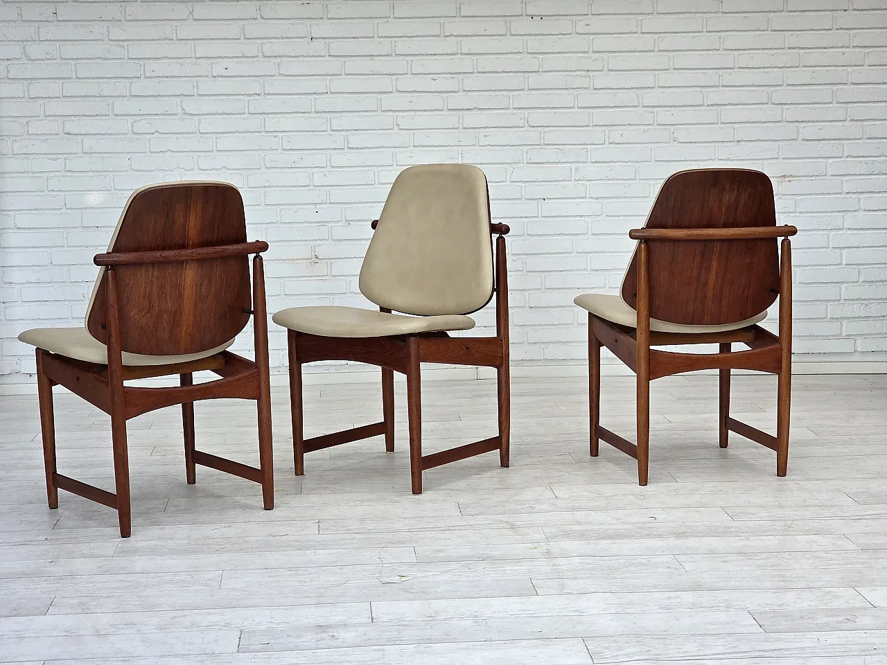 1960s, Danish design by Arne Vodder, set of 3 chairs, teak wood, furni 4