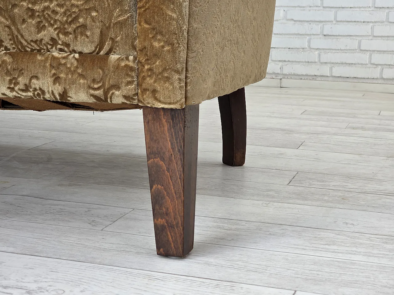 Divano danese a 3 posti, velluto verde, Anni '60 5