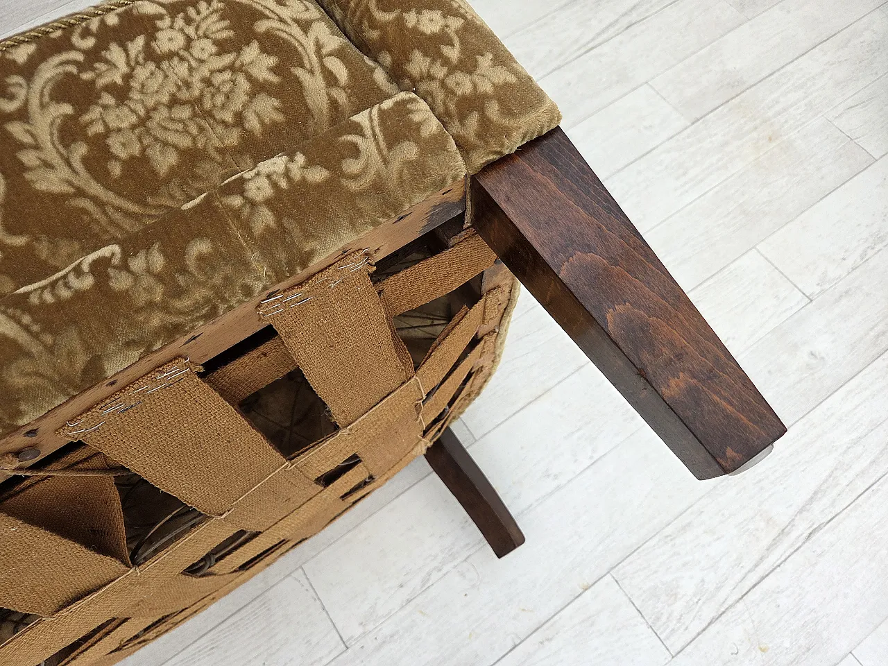 Divano danese a 3 posti, velluto verde, Anni '60 21