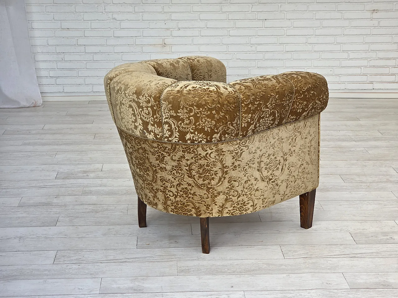 Poltrona danese, vellutoi verde, Anni '60 8