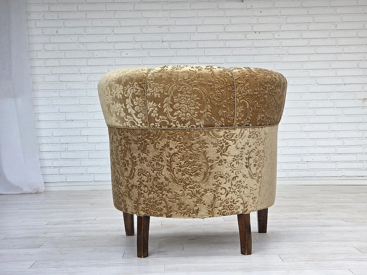 Poltrona danese, vellutoi verde, Anni '60 10