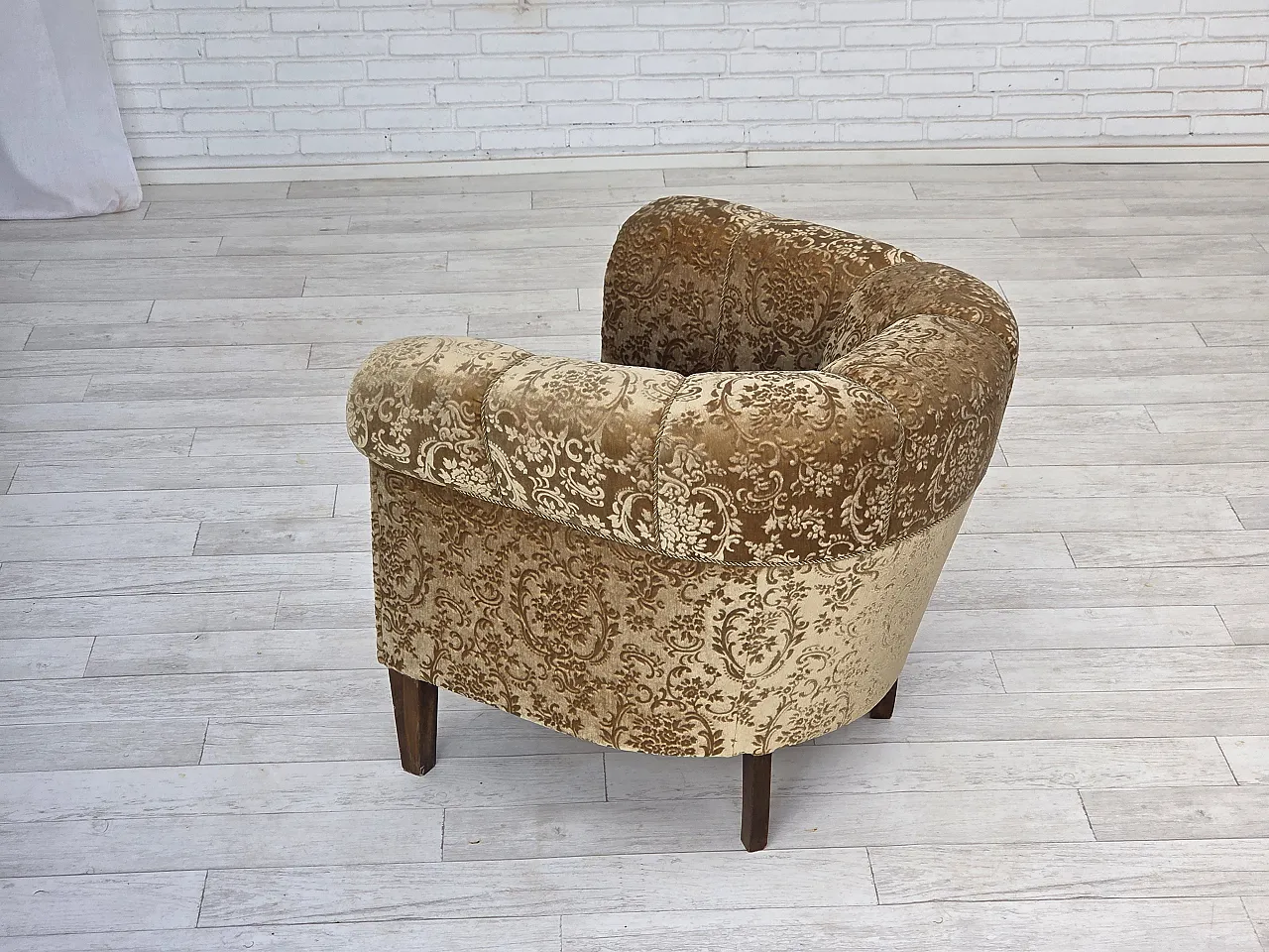 Poltrona danese, vellutoi verde, Anni '60 12