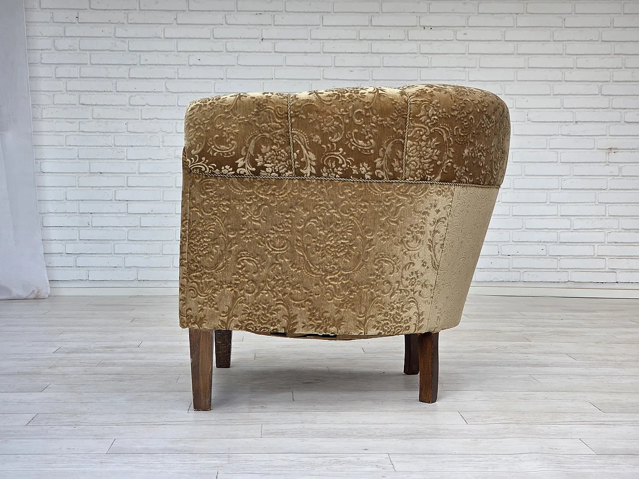 Poltrona danese, vellutoi verde, Anni '60 14