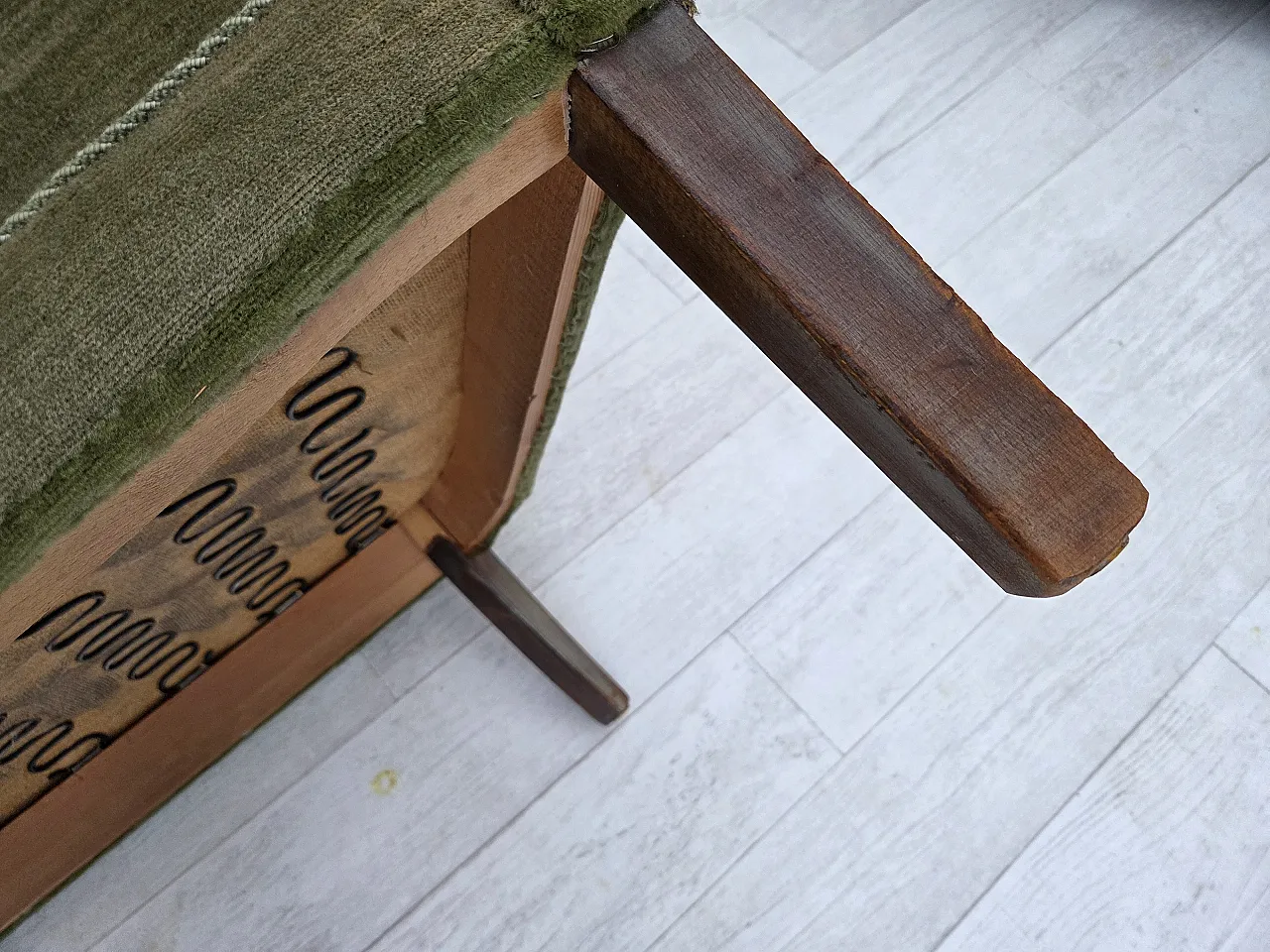 Danish curved 2-seater sofa velour, beech wood, 1960s 18