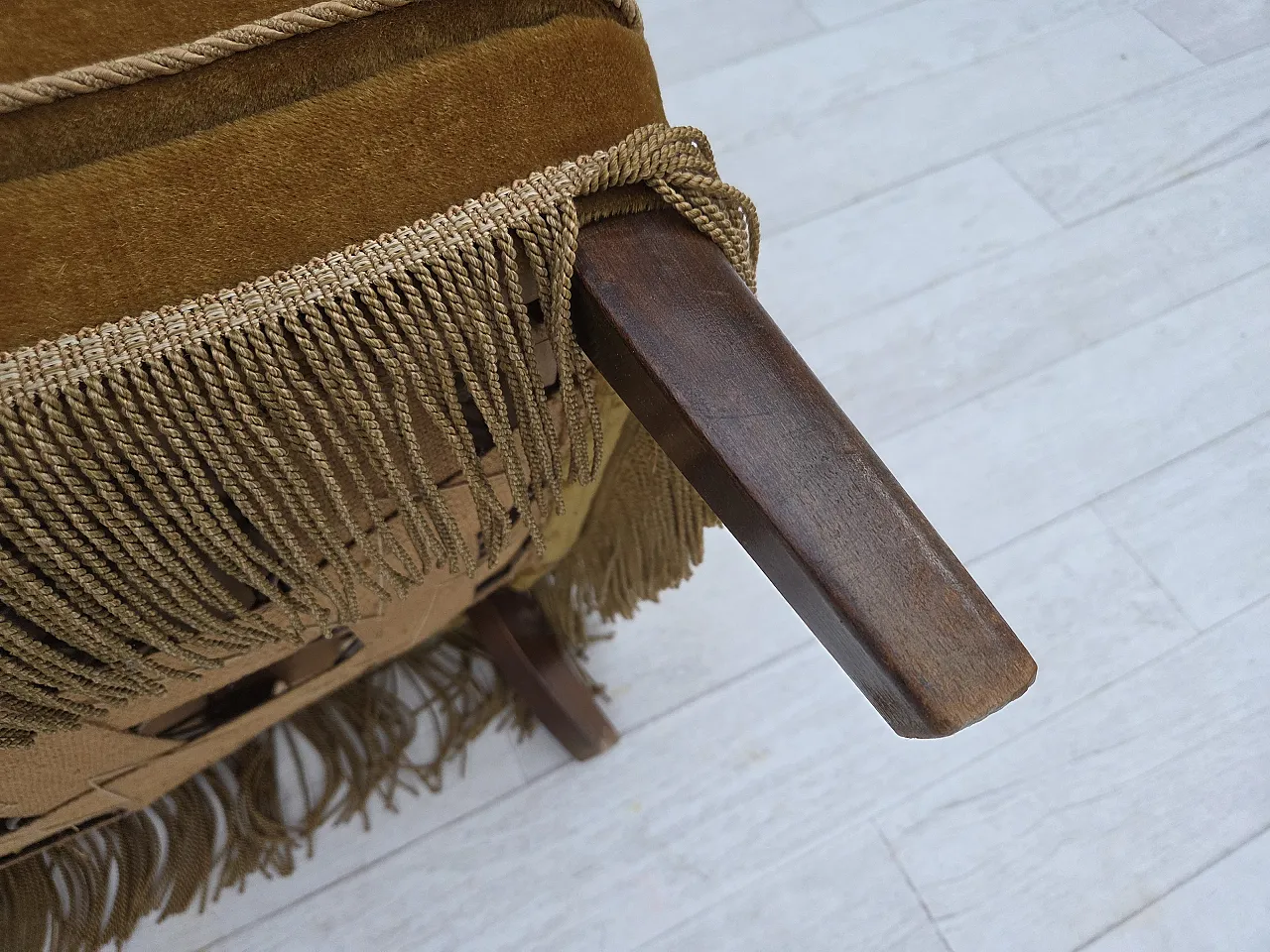 Danish 3-seater sofa, honey-yellow velour, beech wood, 1960s 18