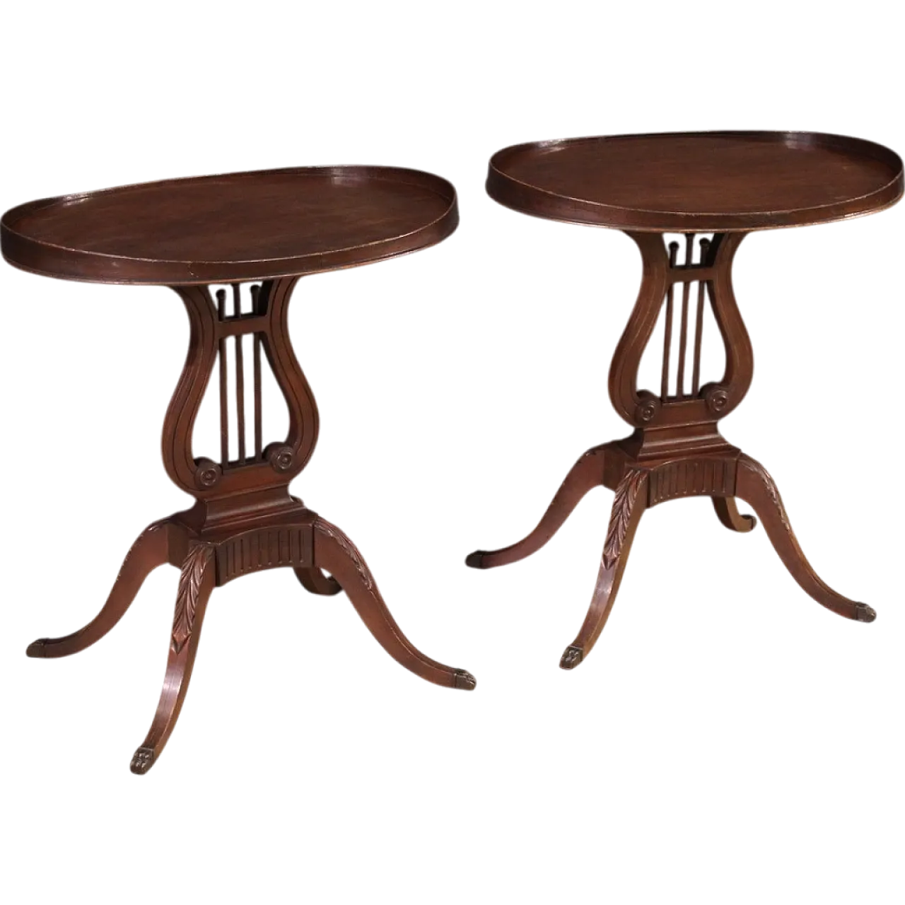 Pair of English tables with lira supports, '900 13