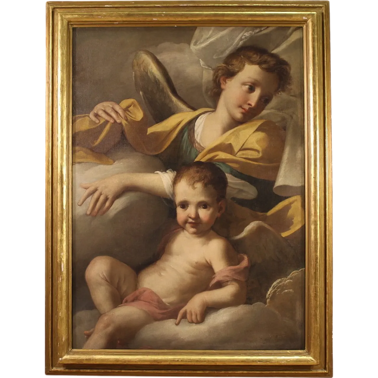 Italian oil painting with Angels in the clouds, 18th century 16