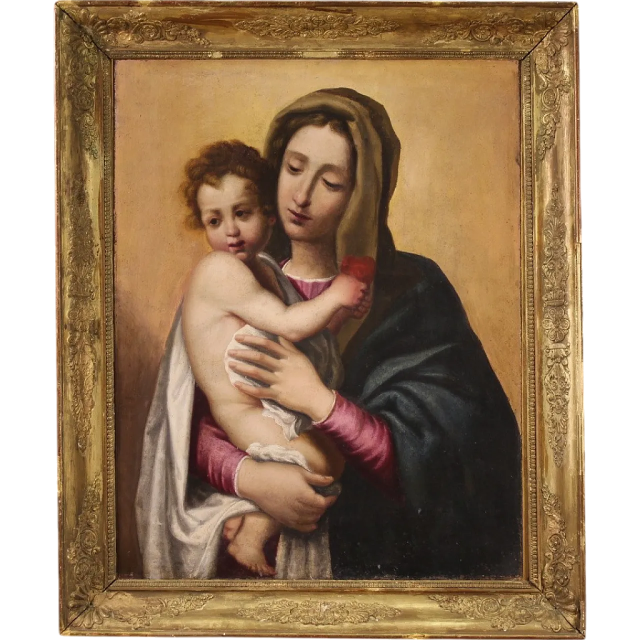 Madonna and Child, oil painting on canvas, 17th century 16