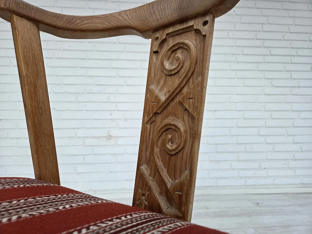 Coppia di sedie da pranzo danesi in quercia e lana, anni '60 15