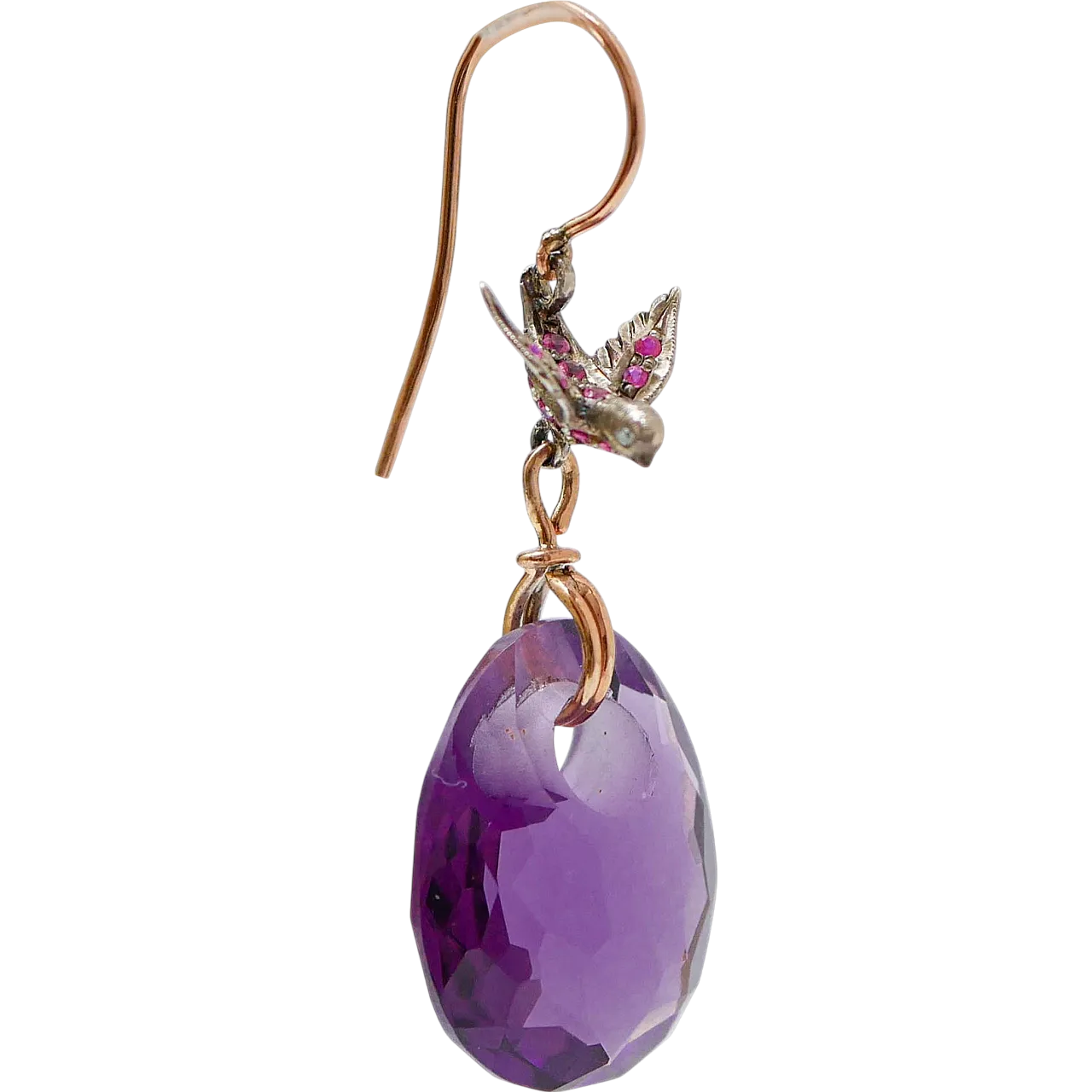 Orecchini in oro, argento ametiste, rubini, diamanti, anni 2000 7