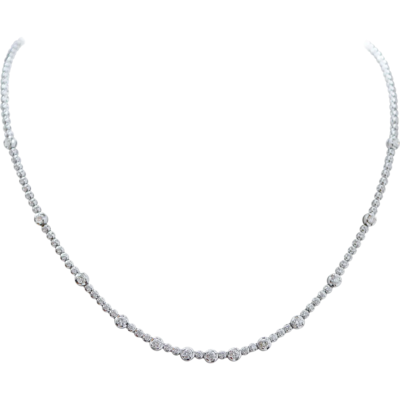 White gold tennis necklace with diamonds, 2000s 6