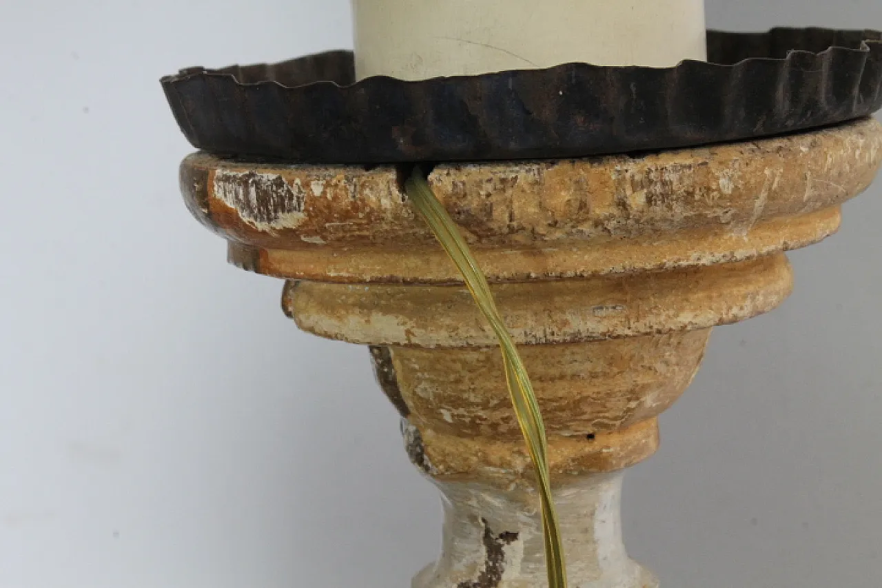 Wooden candlestick painted gold lacquered and ivory, 18th century 7