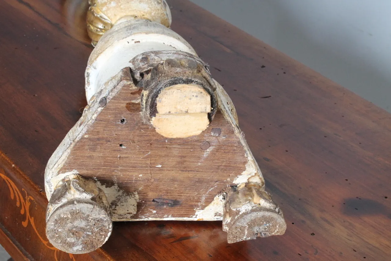 Wooden candlestick painted gold lacquered and ivory, 18th century 8