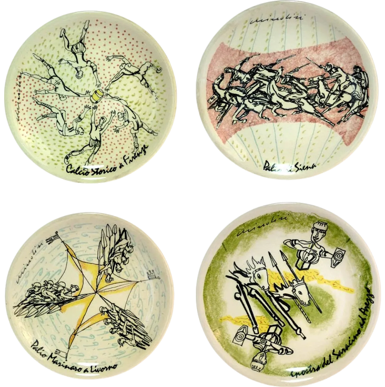4 Piatti in ceramica di Remo Brindisi, anni '70 6