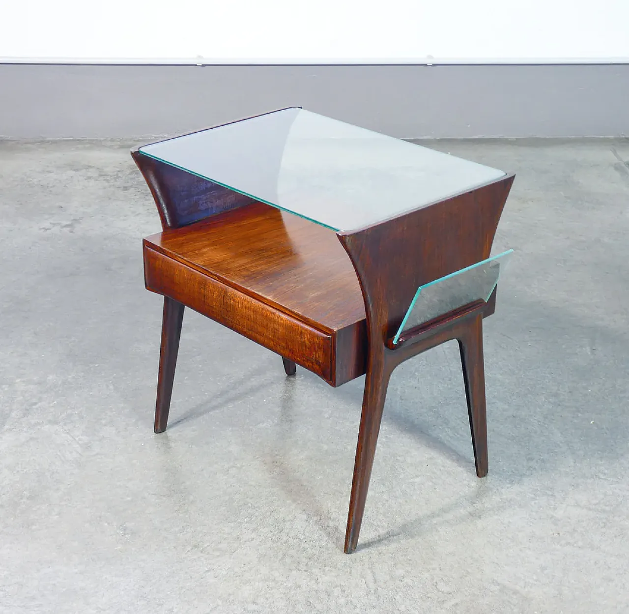 Tavolino in legno e vetro, anni '40 1