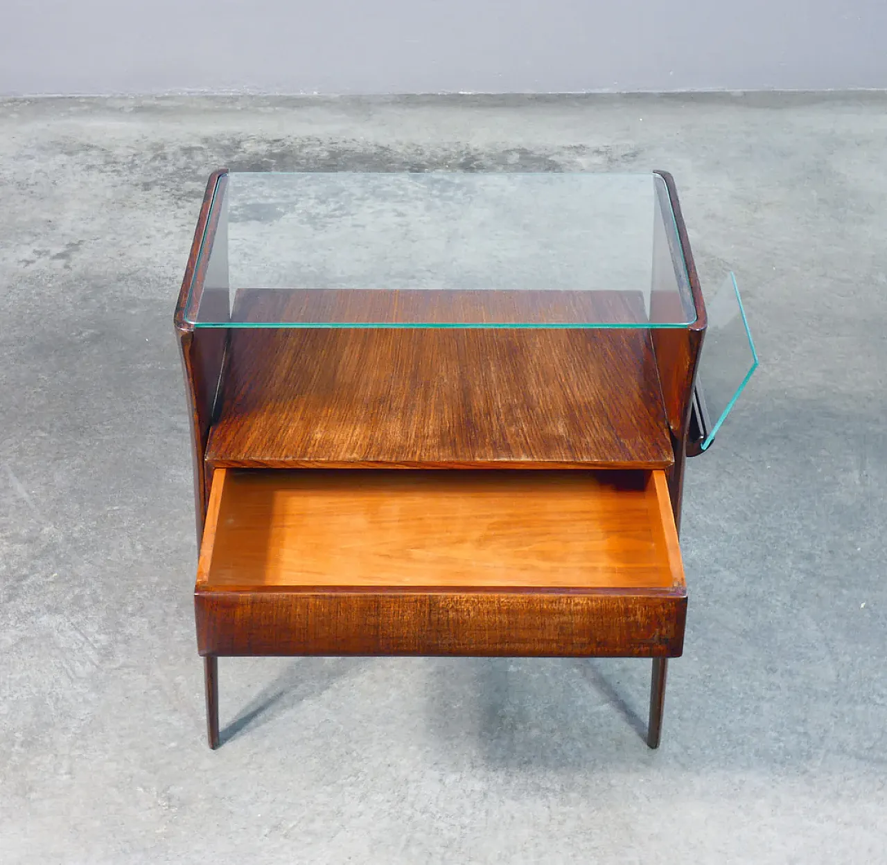 Tavolino in legno e vetro, anni '40 3