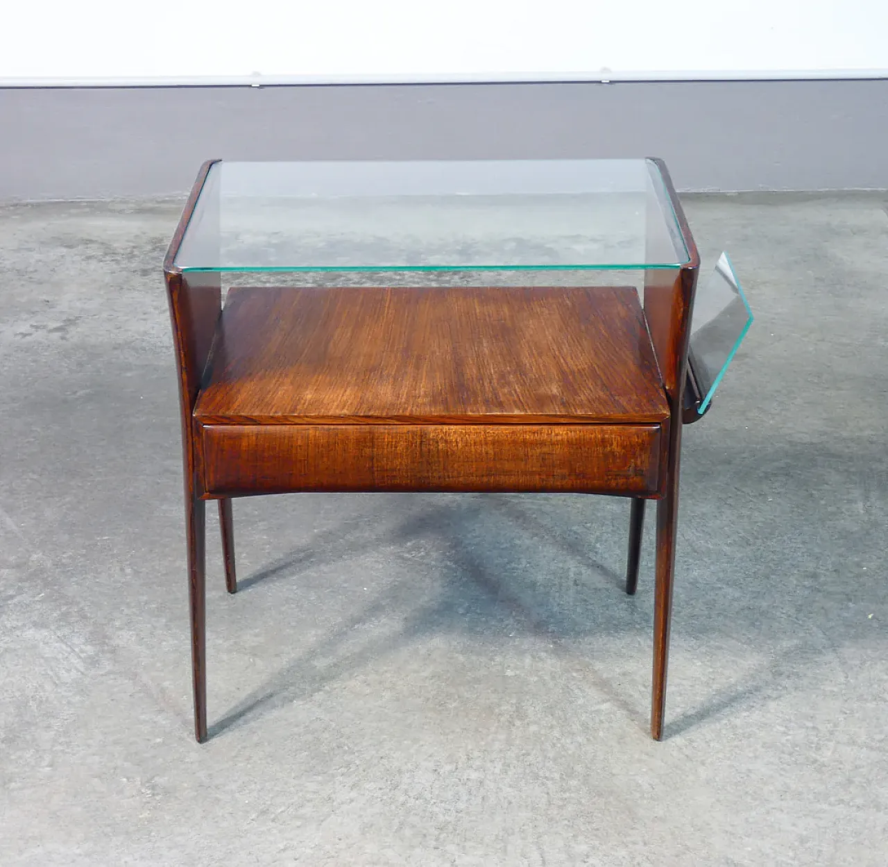 Tavolino in legno e vetro, anni '40 4