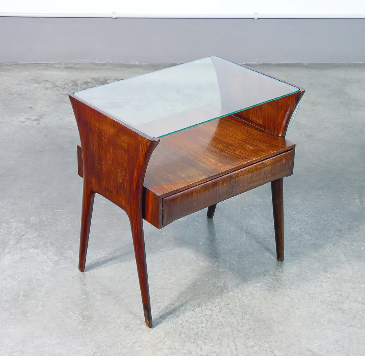 Tavolino in legno e vetro, anni '40 5