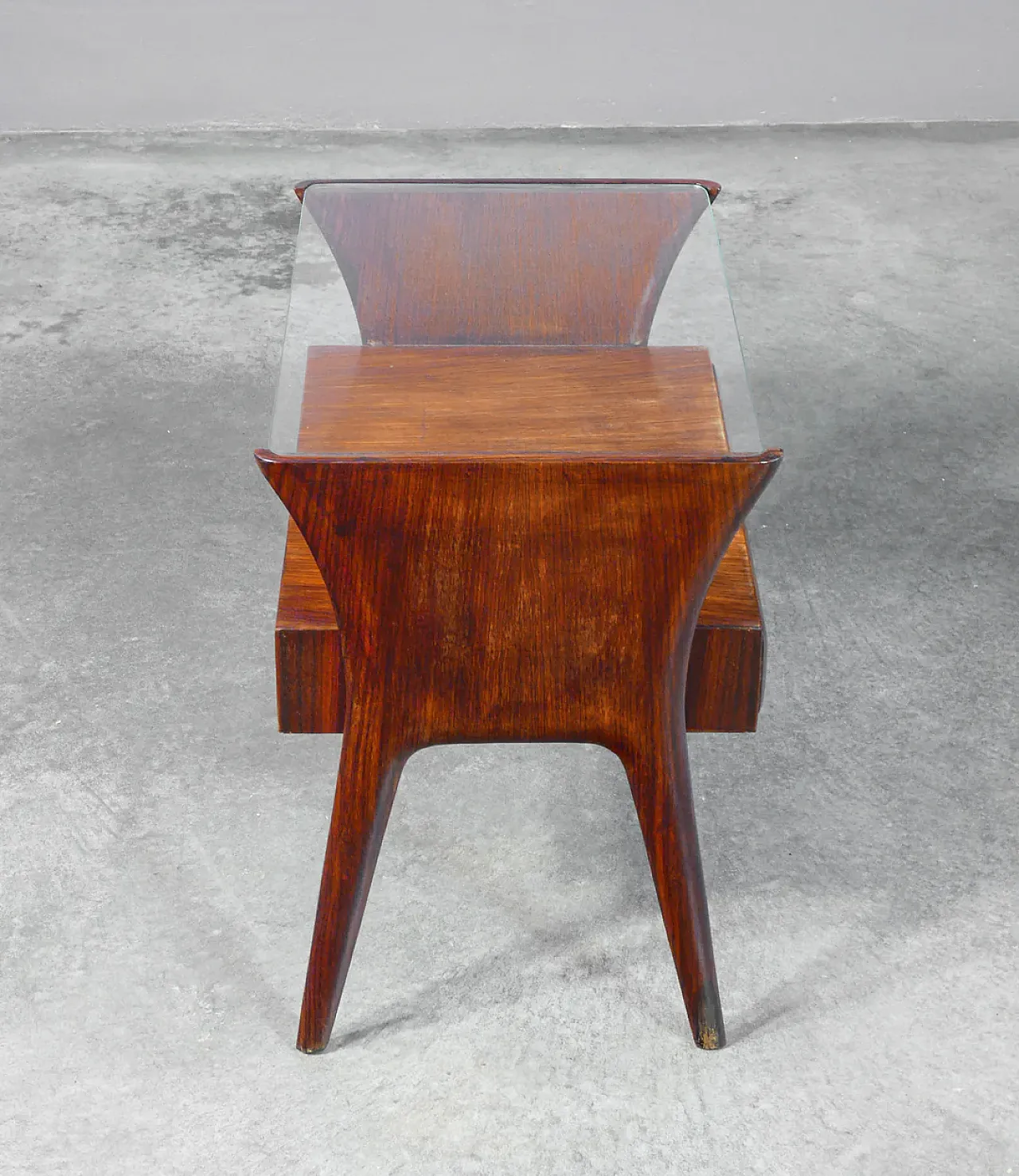 Tavolino in legno e vetro, anni '40 6