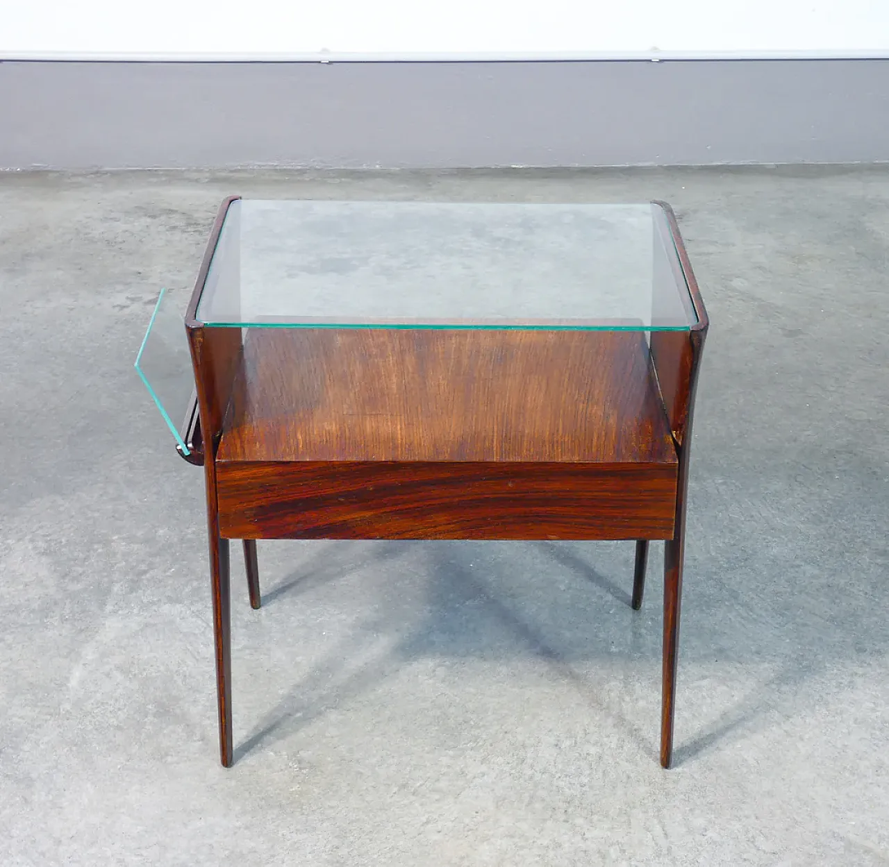Tavolino in legno e vetro, anni '40 8