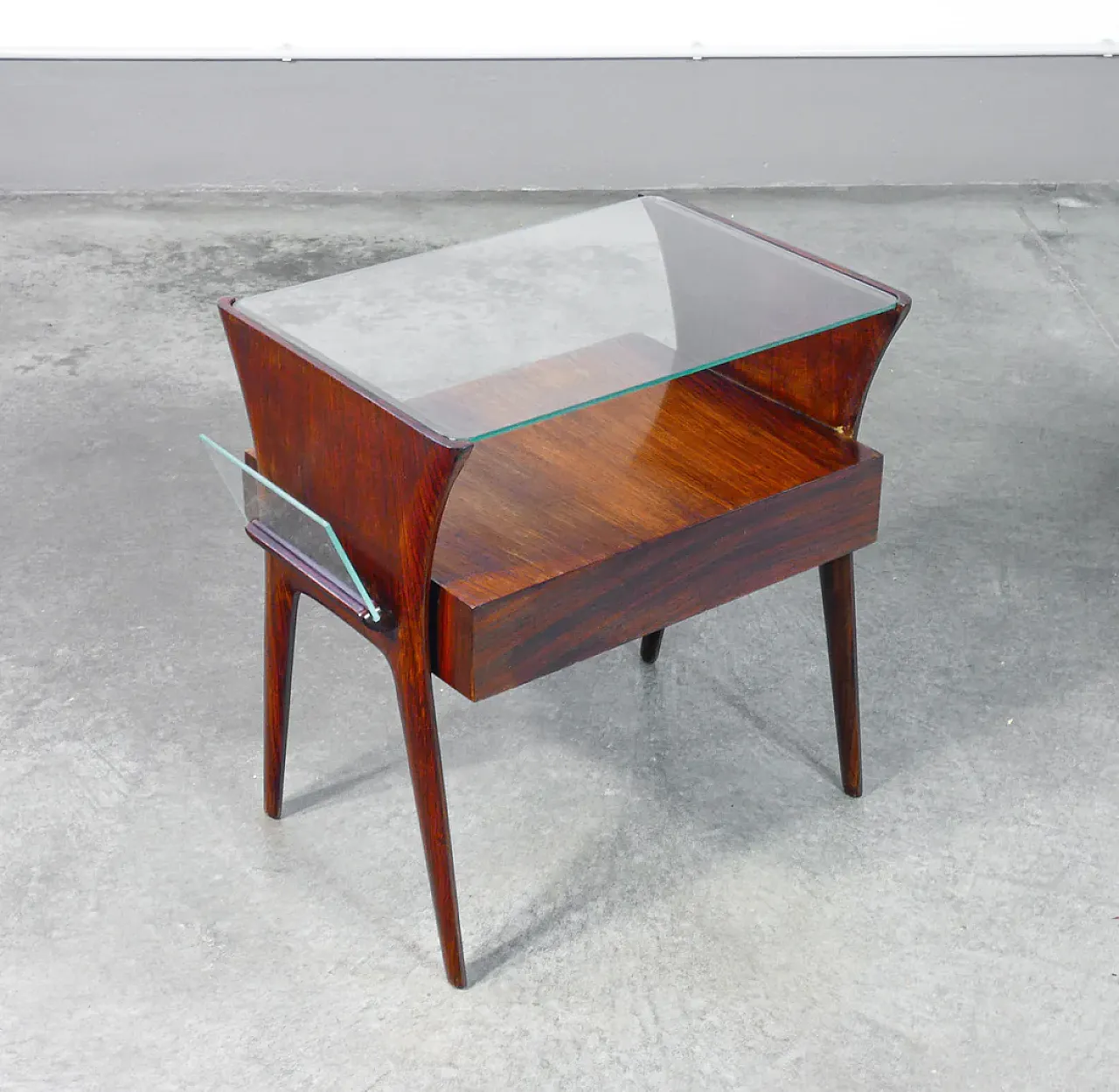 Tavolino in legno e vetro, anni '40 9