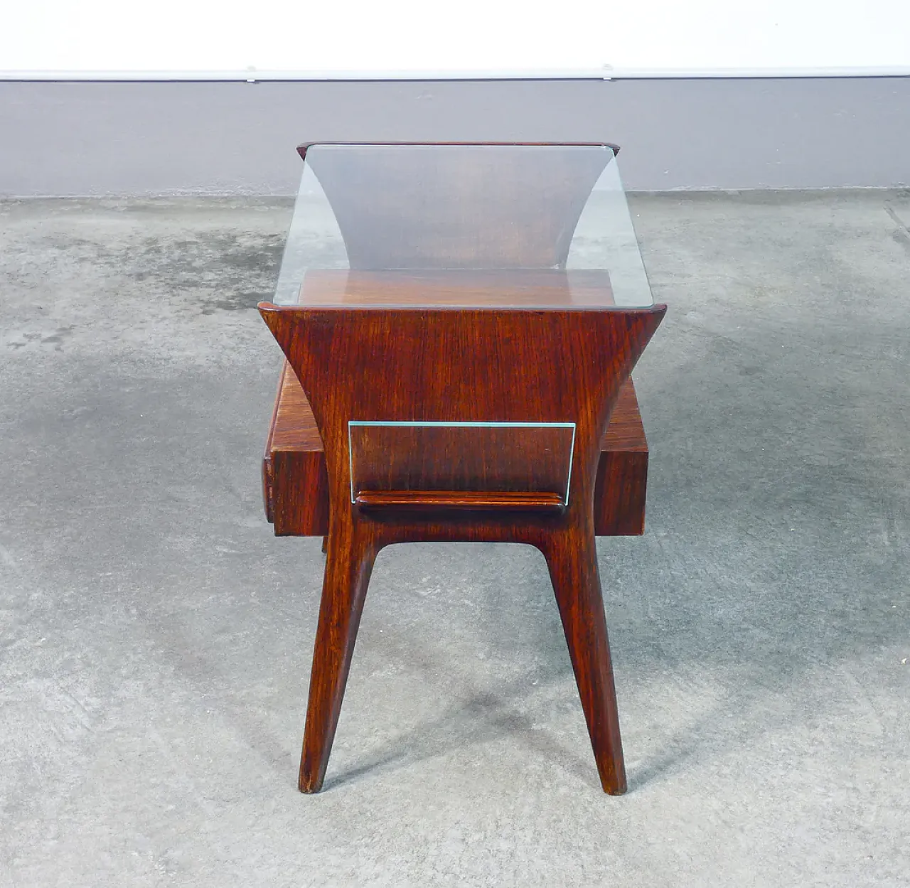 Tavolino in legno e vetro, anni '40 10