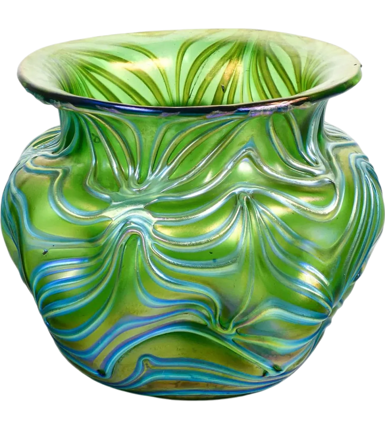 Vaso in vetro soffiato iridescente, primo '900 10