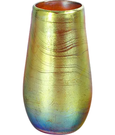 Vaso in vetro soffiato iridescente, primo '900