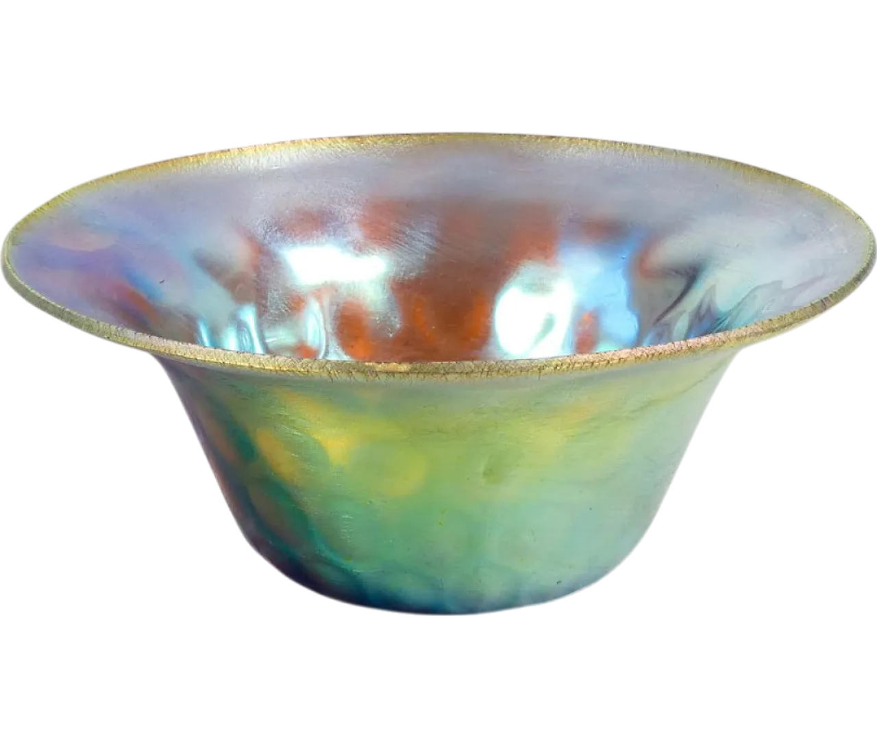Vaso in vetro soffiato iridescente, primo '900 8