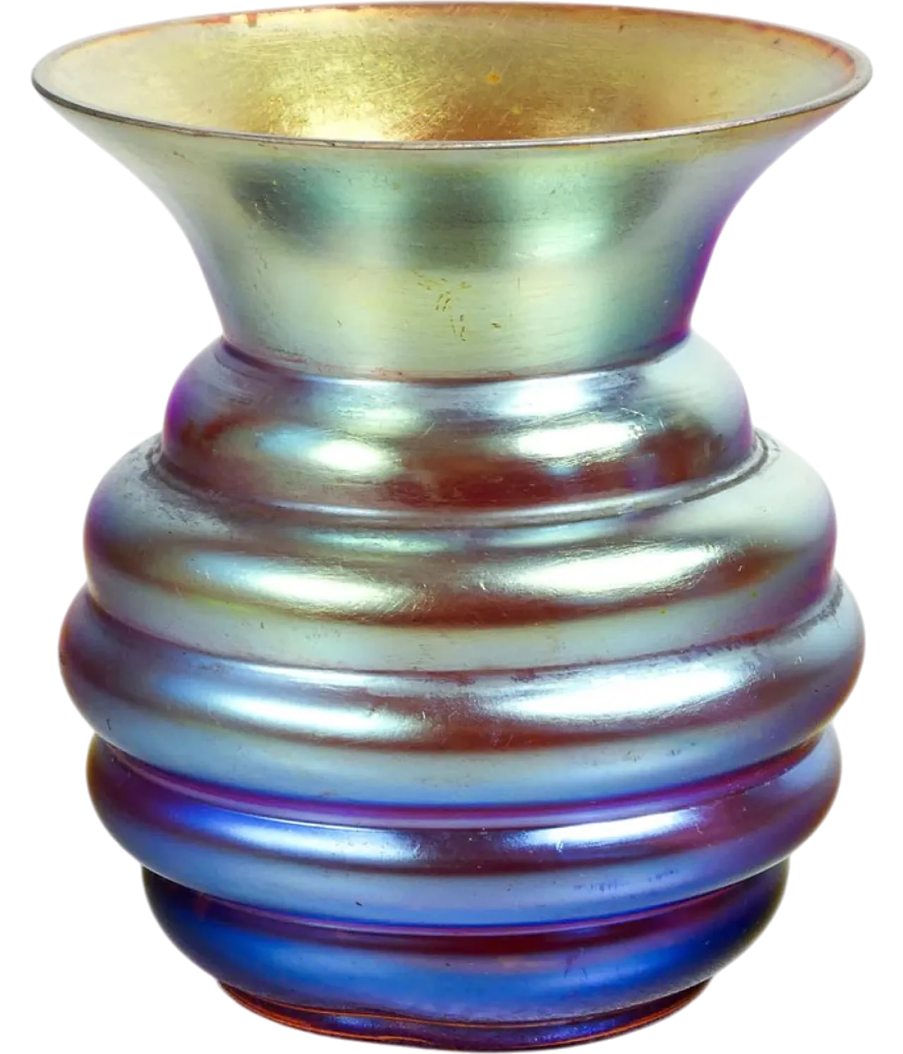 Vaso in vetro soffiato iridescente, primo '900 9