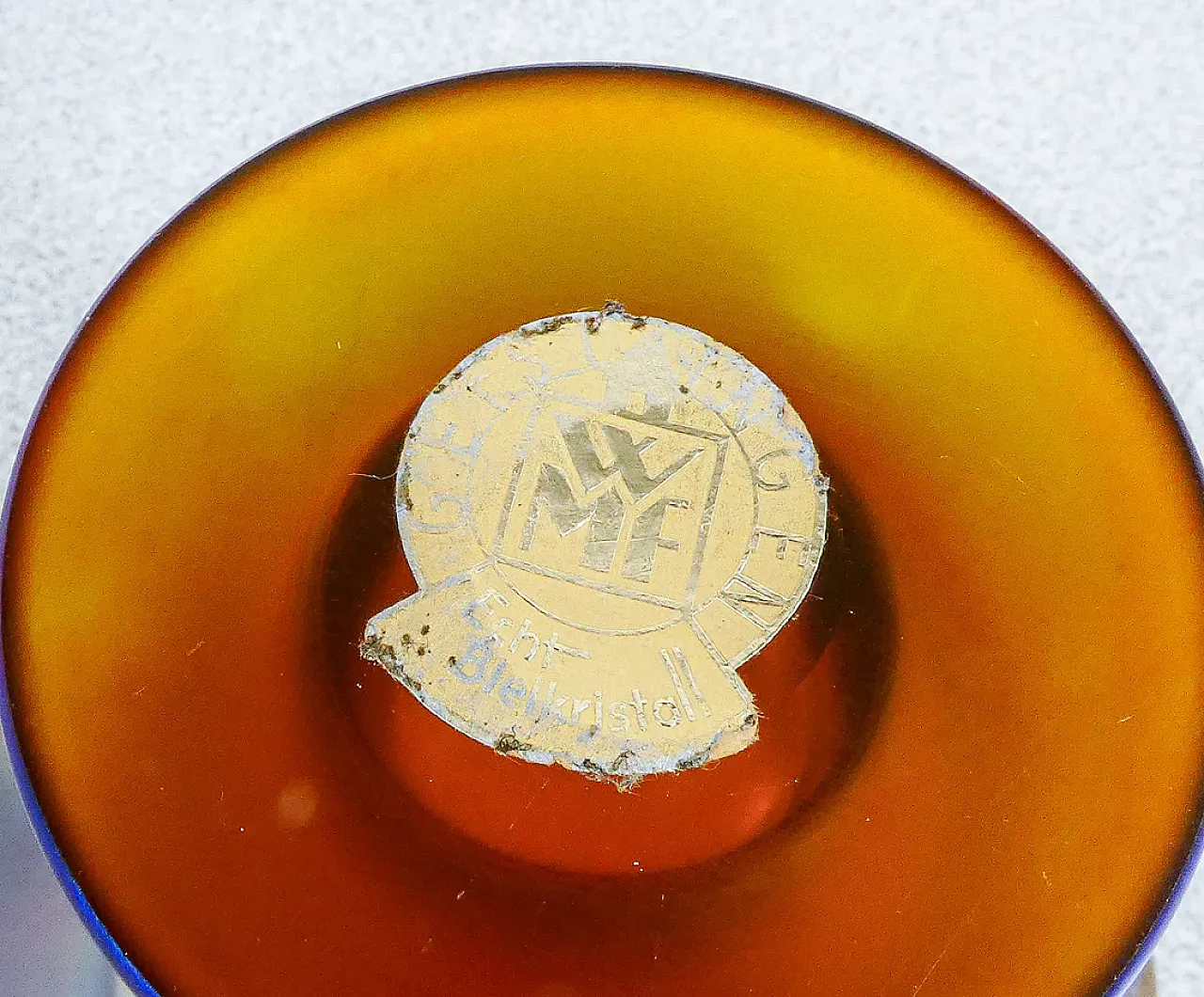 Vaso, coppa in vetro soffiato iridescente, primo '900 9