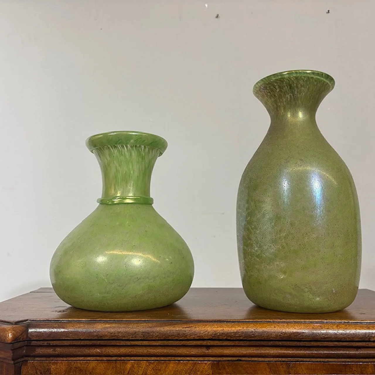 Coppia di vasi Fratelli Toso Vetri Murano a lustri metallici, anni '60 9