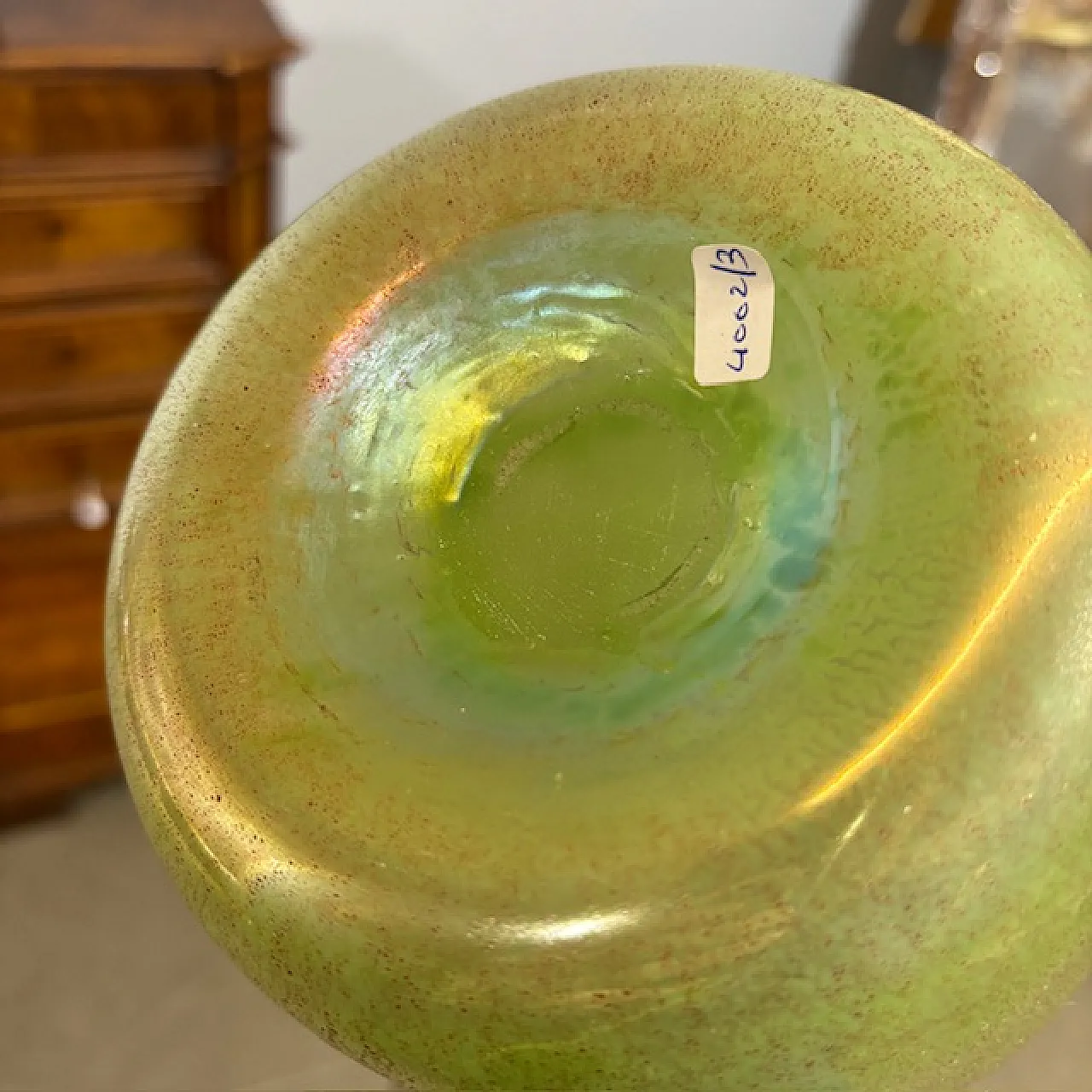 Coppia di vasi Fratelli Toso Vetri Murano a lustri metallici, anni '60 12