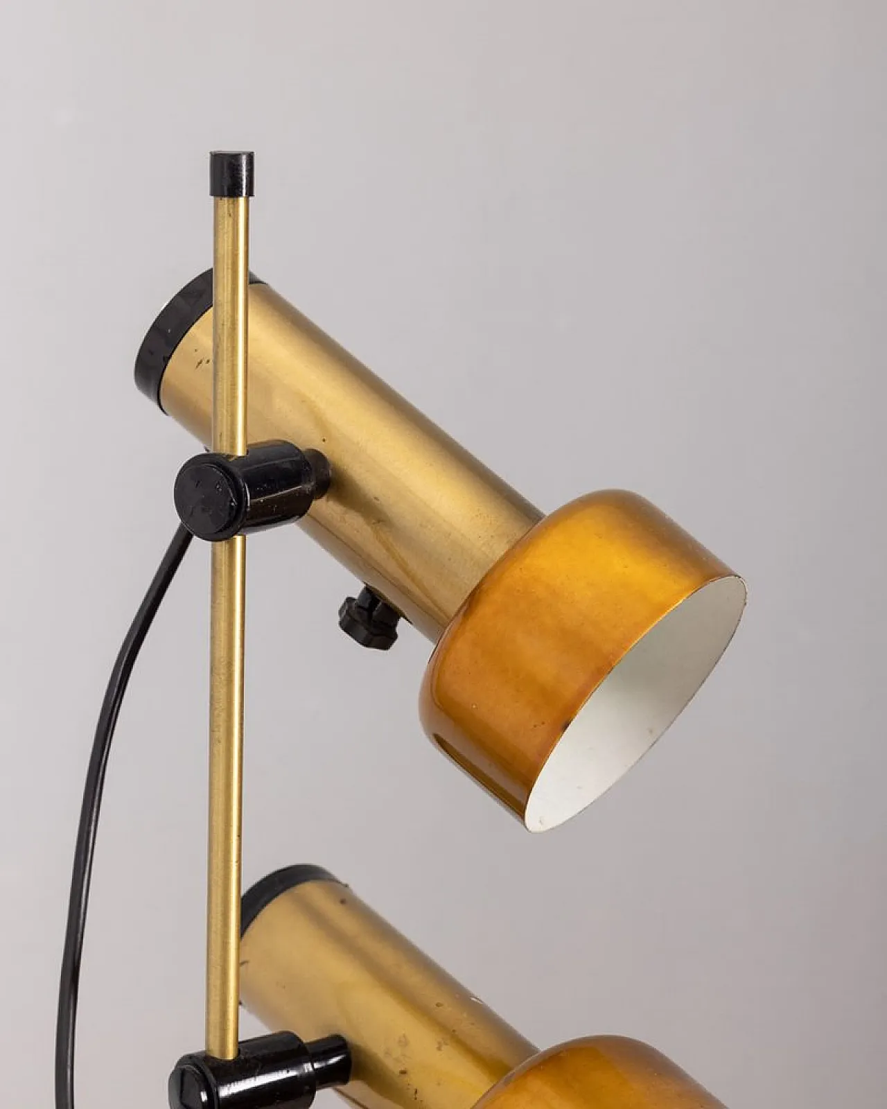 Floor lamp in golden brass with two lights, 1970s 5
